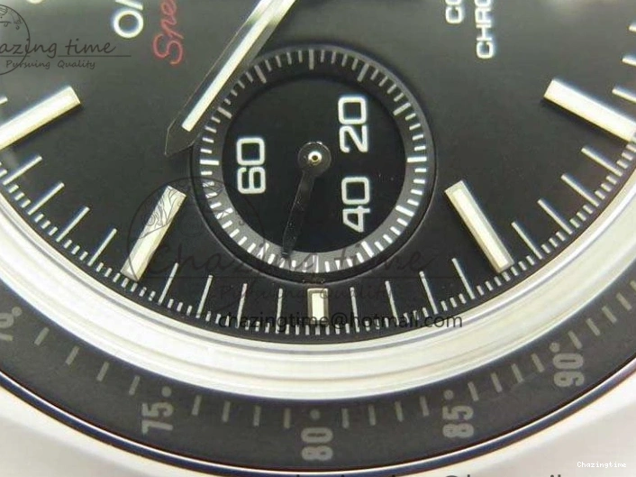 0317 TechFriendly SpeedMaster MoonWatch SS OMF 1:1 Best Edition Black Red Dial On SS Bracelet A9300 V 8092